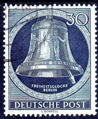 Tutti i francobolli: DEUTSCHE POST 1951 FREIHEITSGLOCKE 30 C – Usato da Losone venduto da EM2019