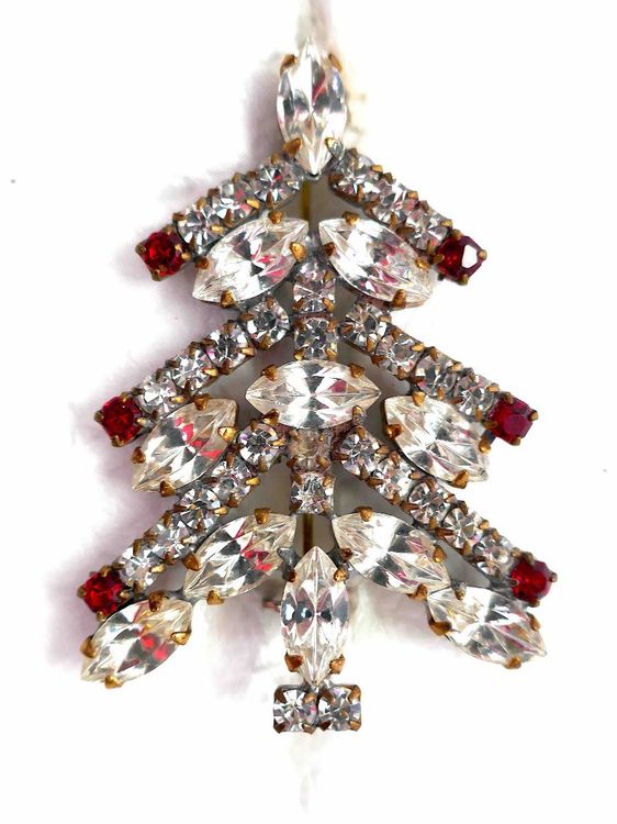 Weihnachtsbrosche Damen Schneeflocke - Strass Brosche Mit Roten Kristallen Für Jacke & Schal