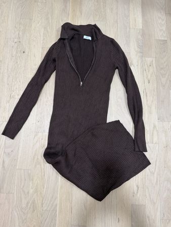 Envii Rippstrickkleid braun, Grösse 