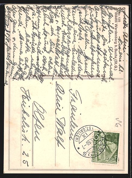 Cartoline postali: Werdenberg b. Buchs, Strassenpartie mit  – Usato da Berlin venduto da bartko-reher 1