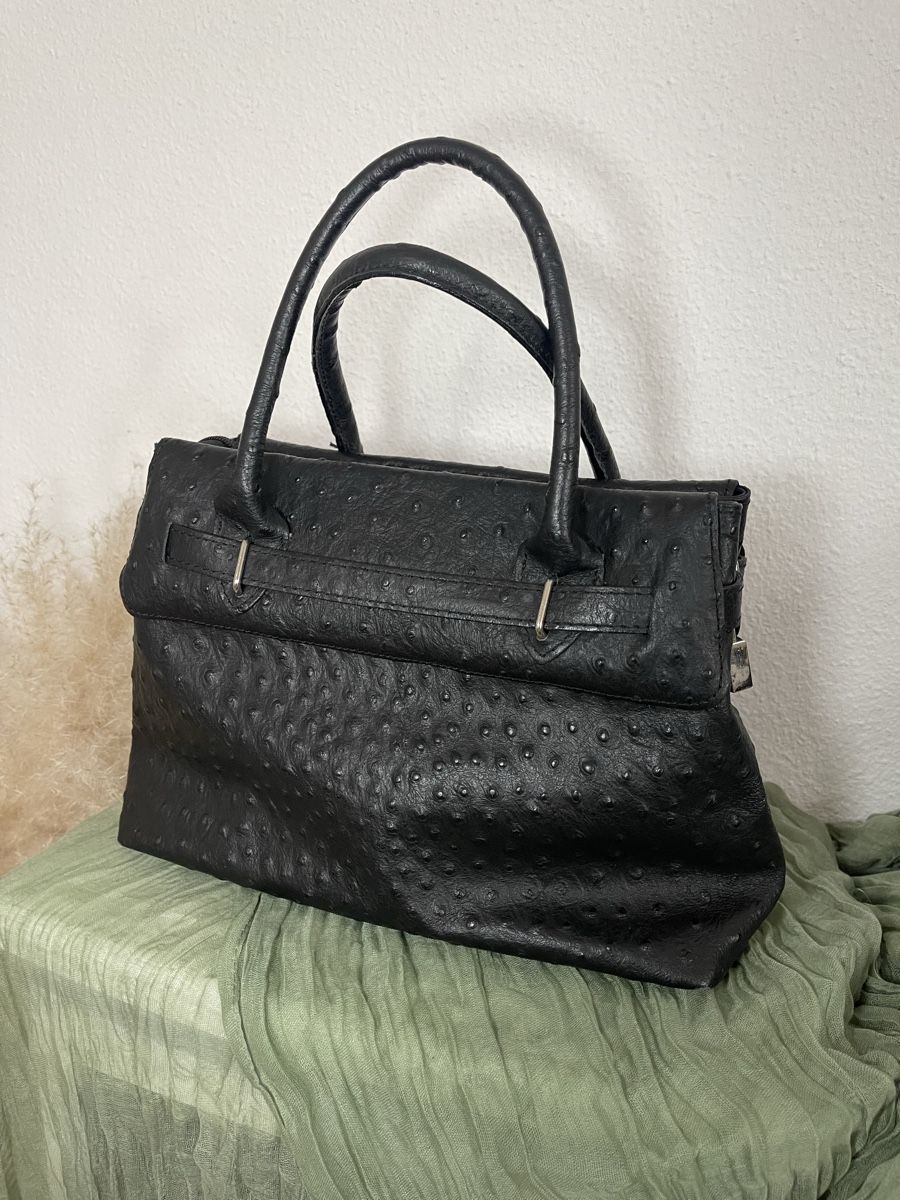 Borse da donna: Elegante Handtasche aus echtem Straussenleder, Schwarz – Usato da Wetzikon ZH venduto da man_7mn7 1