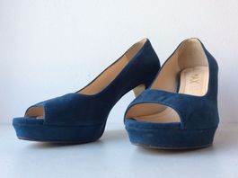 MAX blaue Damenschuhe aus Leder mit Absatz - Grösse 36