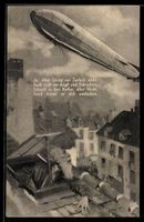 Alter Mann beobachtet Zeppelin über dem