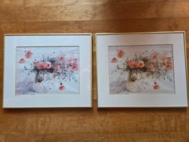 2 Aquarell Bilder "Mohn"