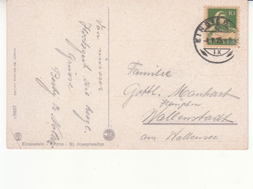 Cartoline postali: Einsiedeln 1925 – Usato da Bürglen TG venduto da StampGraf 1