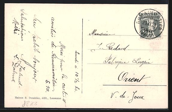 Cartoline postali: AK Romainmotier, La Place, 1928 – Usato da Berlin venduto da bartko-reher 1
