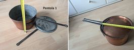 Pentole/casseruole ticinesi in rame con coperchio