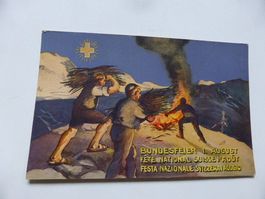 Bundesfeier,1.August,Litho,Grenz-Soldat,Höhenfeuer,Künstler