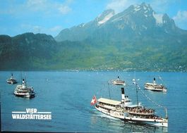 Vierwaldstättersee mit Pilatus, Dampfschiff Uri