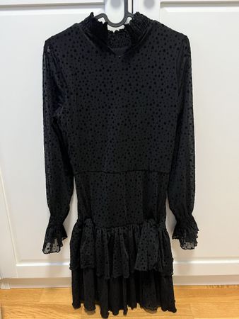 Festliches Kleid schwarz, mit Samtpunkte, Gr. S