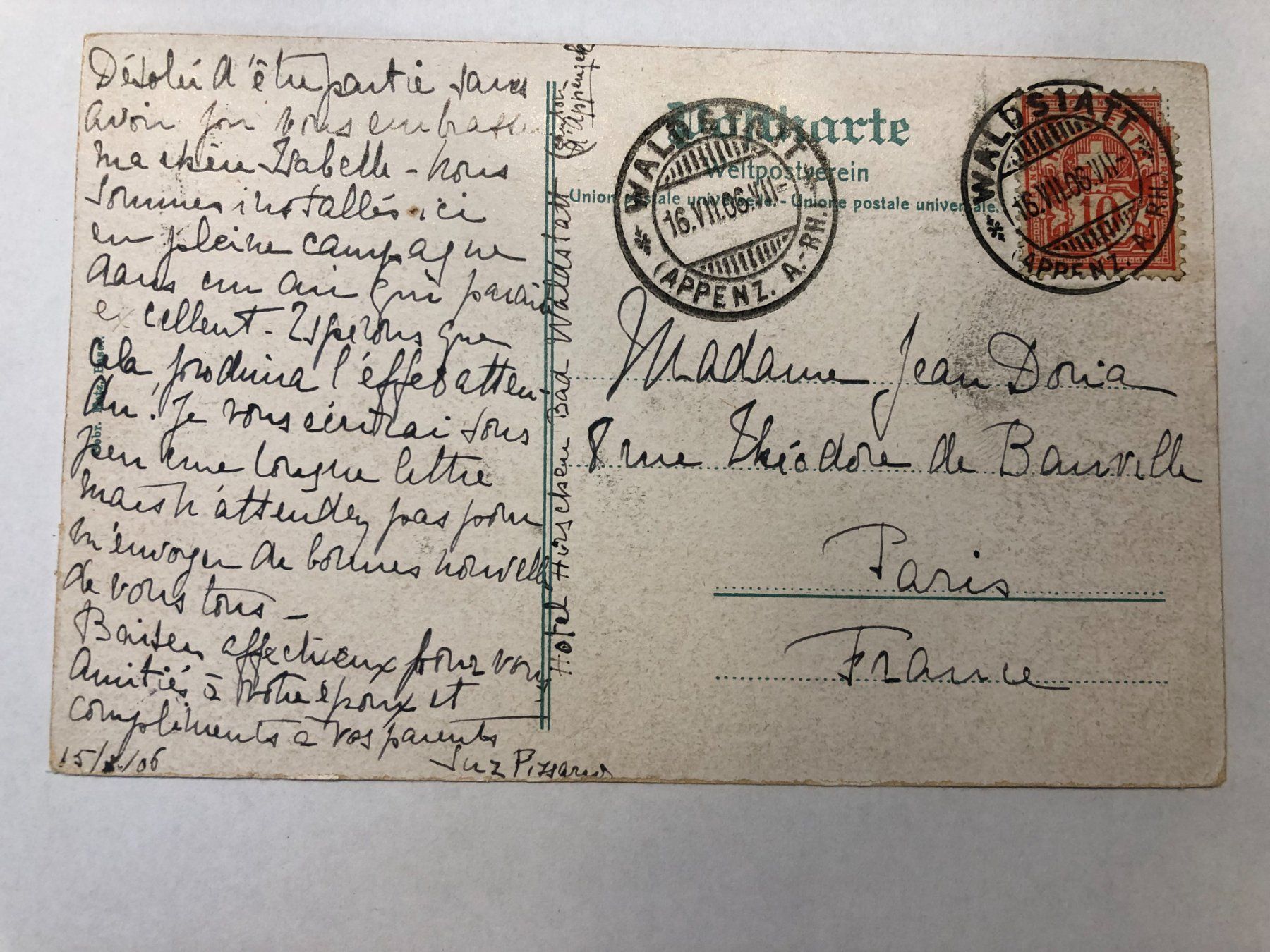 Cartoline postali: Waldstatt (Kt. Appenzell) 1906 – Usato da Pfäffikon ZH venduto da Waltoversand 1