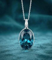 Eleganter Silber 925 Anhänger mit blauem Topas - NEU
