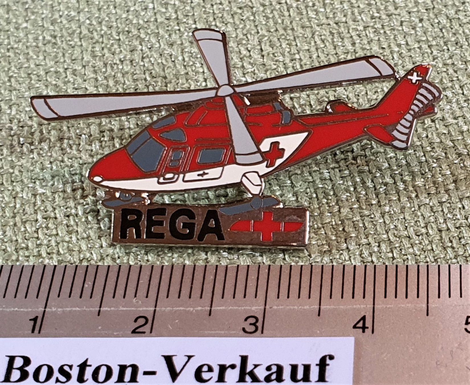 Rega Placchette & Badge: F593 - Pin Rega Helikopter Heli Schweiz – Usato da Reinach BL venduto da Boston-Verkauf 1