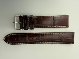 Armband Uhr Band, Leder, Braun, Verschlussbreite 22mm, NEU