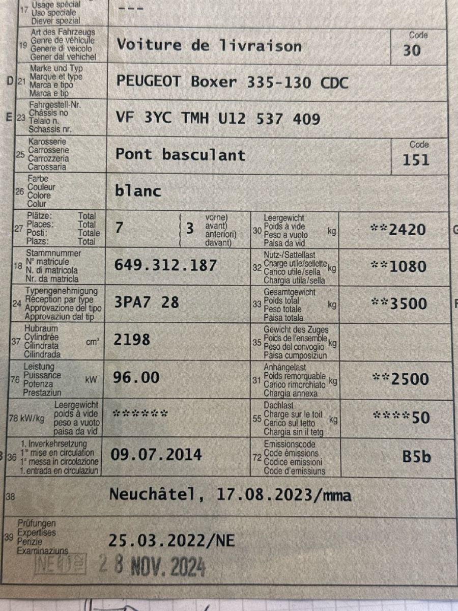 Peugeot Veicoli commerciali: PEUGEOT Boxer /  KIPPER ab MFK – Usato da Luzern venduto da Swiss-Garage 9