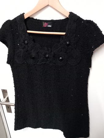 YUMI Shirt/Kleid Gr.M Pailletten schwarz