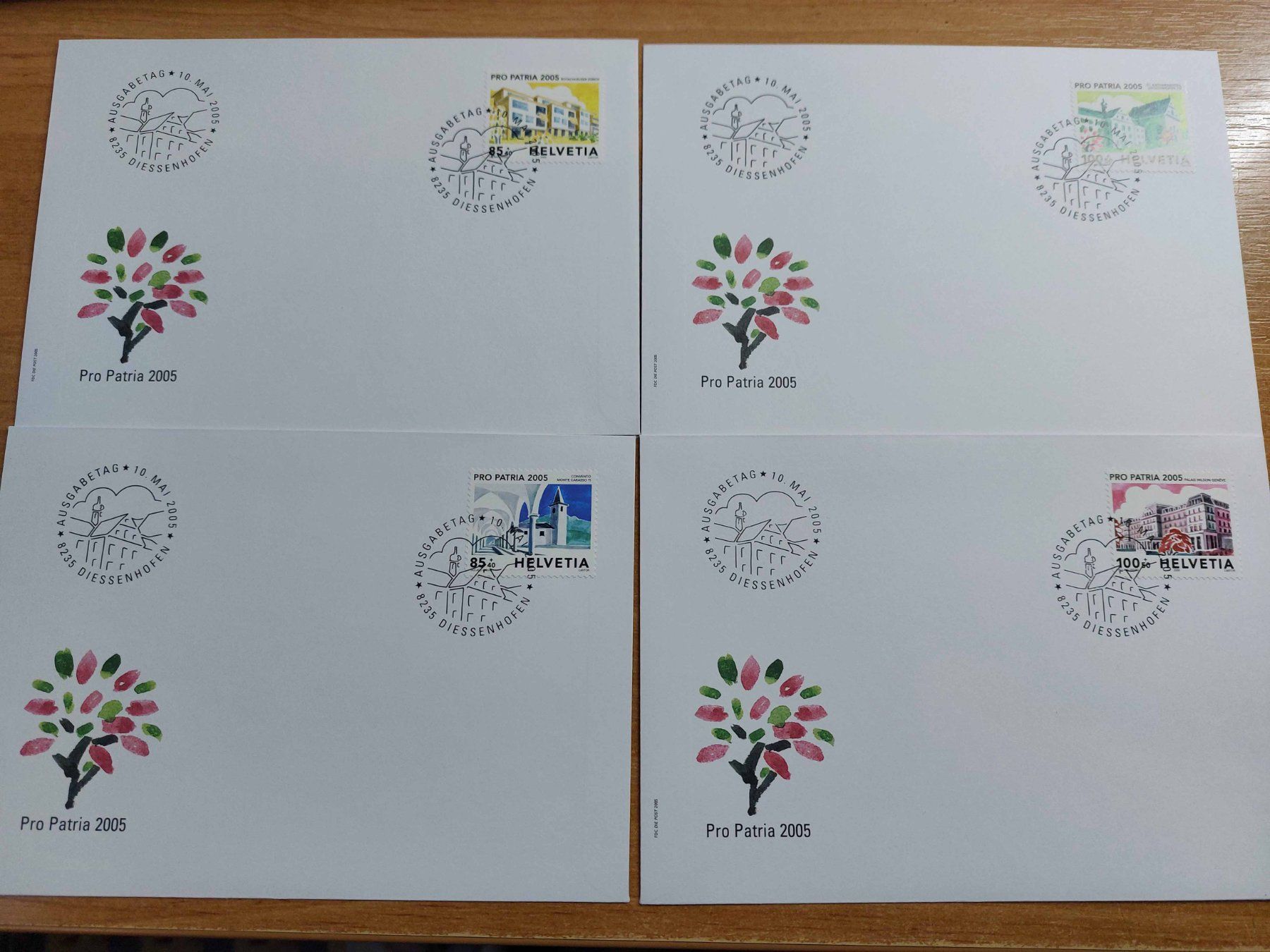 Tutti i francobolli: FP2005 - 4 FDC Pro Patria 2005 – Usato da Trélex venduto da Phil_Albert
