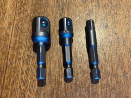 Adapter 1/4" für 1/4" 3/8" und 1/2" Sechskant NEU