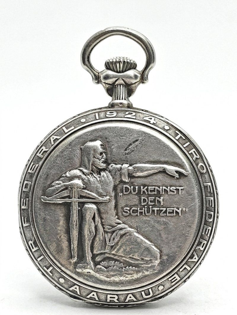Zenith Uhren: Schützen Taschenuhr Silber ZENITH "1924" – Gebraucht aus Zug von urzeit 2