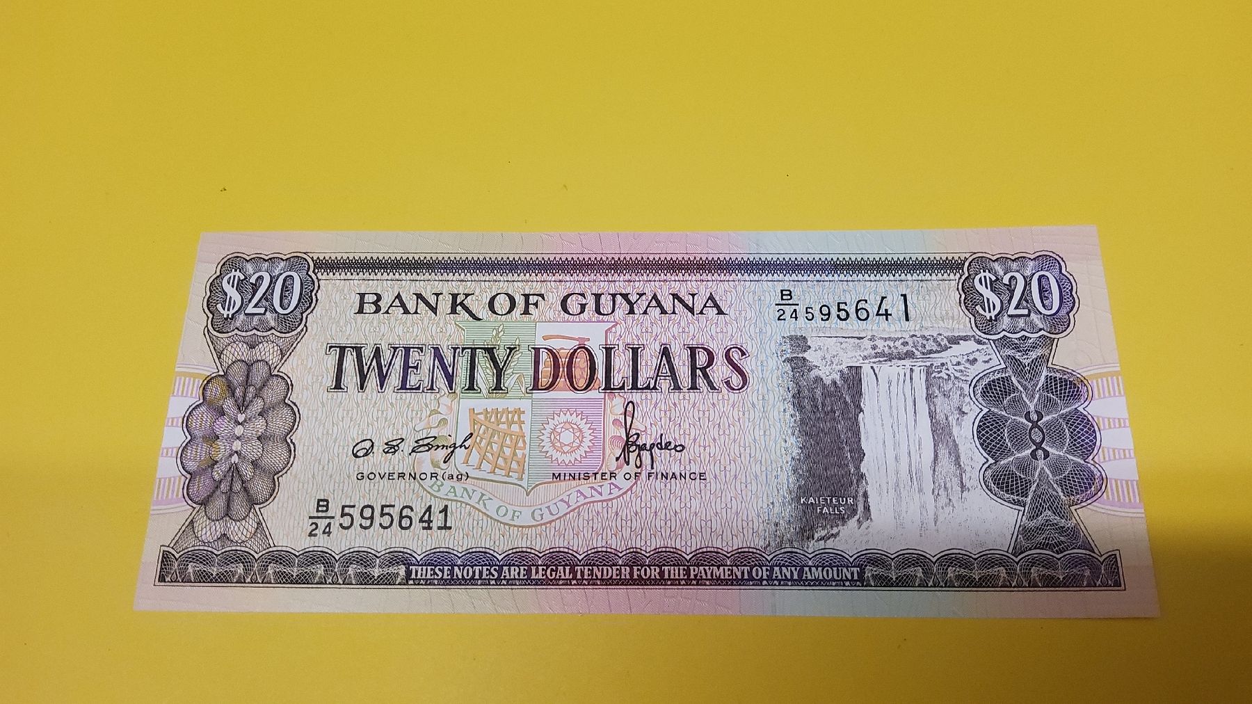 Banconote: Banknote Guyana 20 Dollar Schein  – Nuovo e nell'imballaggio originale da Herisau venduto da Nluanalucas