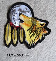 WOLF bei VOLLMOND - XXL Aufnäher - Aufbügler - 31,7x30,7cm