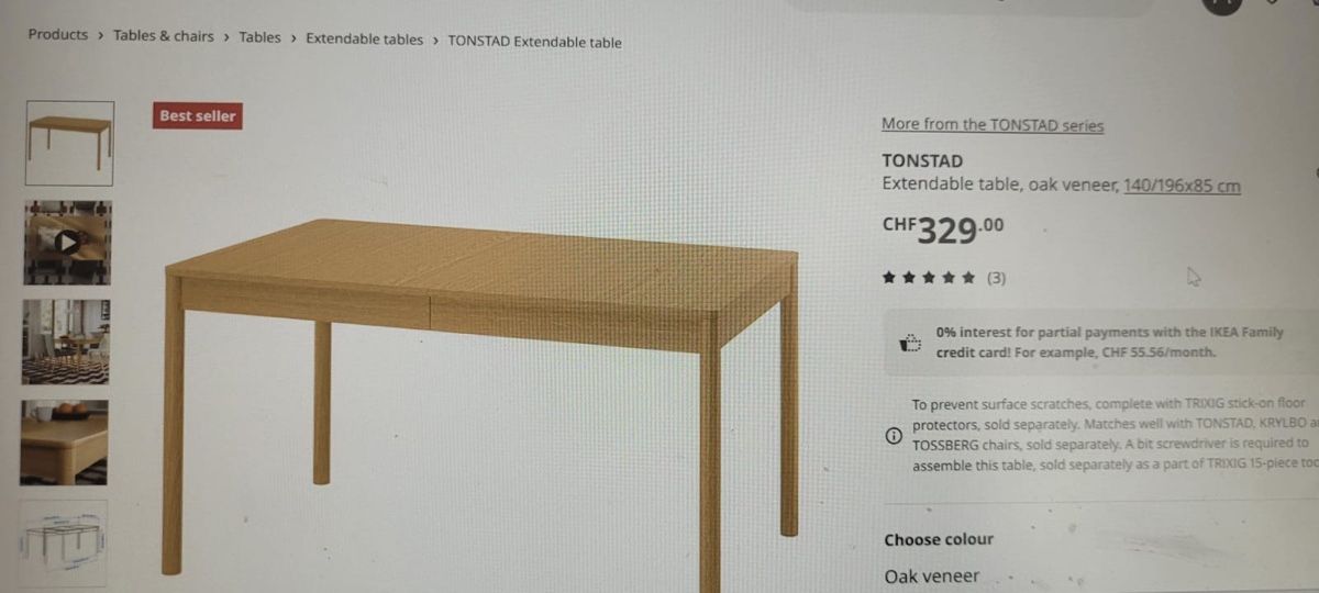 Ikea Tavoli: Extendable Dining Table with 4 Set Chairs – Usato da Dübendorf venduto da kor_vl99 2