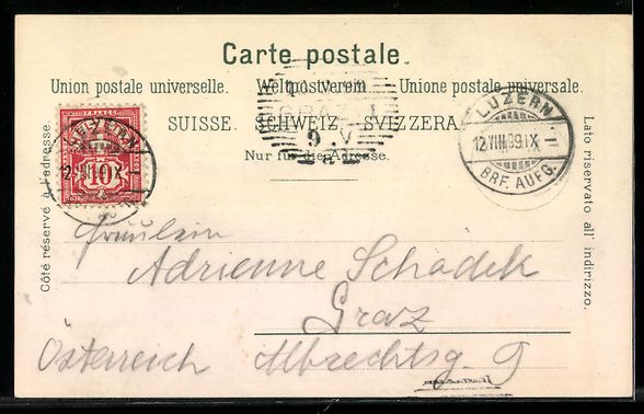 Cartoline postali: Litho Luzern, Ortsansicht aus der Vogels – Usato da Berlin venduto da bartko-reher 1