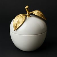 Boîte à bijou vintage pomme blanche dorée Hans Turnwald
