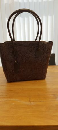 Handtasche Leder braun mit Prägung sehr guter Zustand