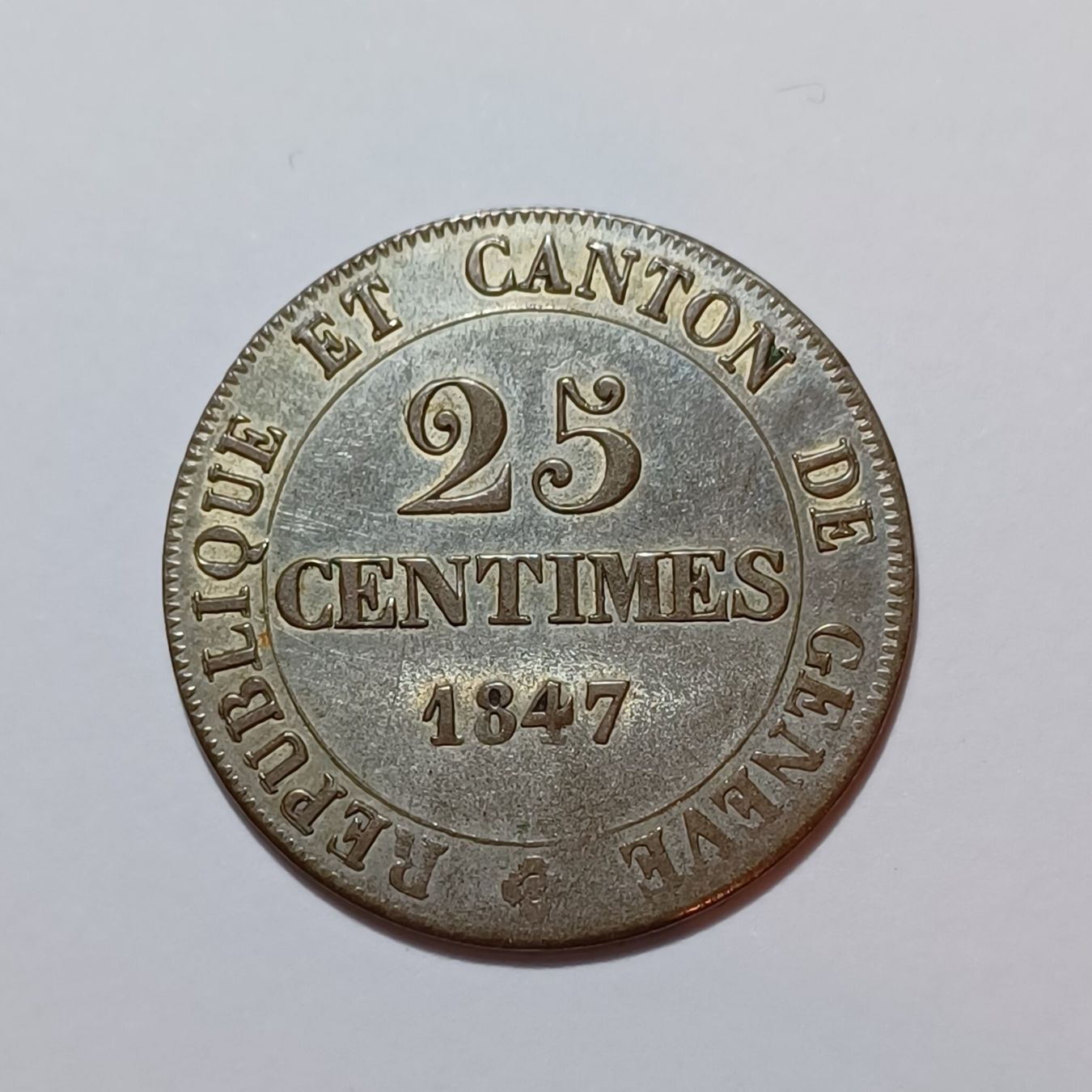 Tutti le monete: 25 Centimes 1847 Genf – Usato da Pfäffikon ZH venduto da Schweizer_Muenzen