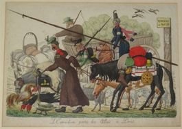 Kupferstich: Einzug Alliierter in Paris, Karikatur 1814