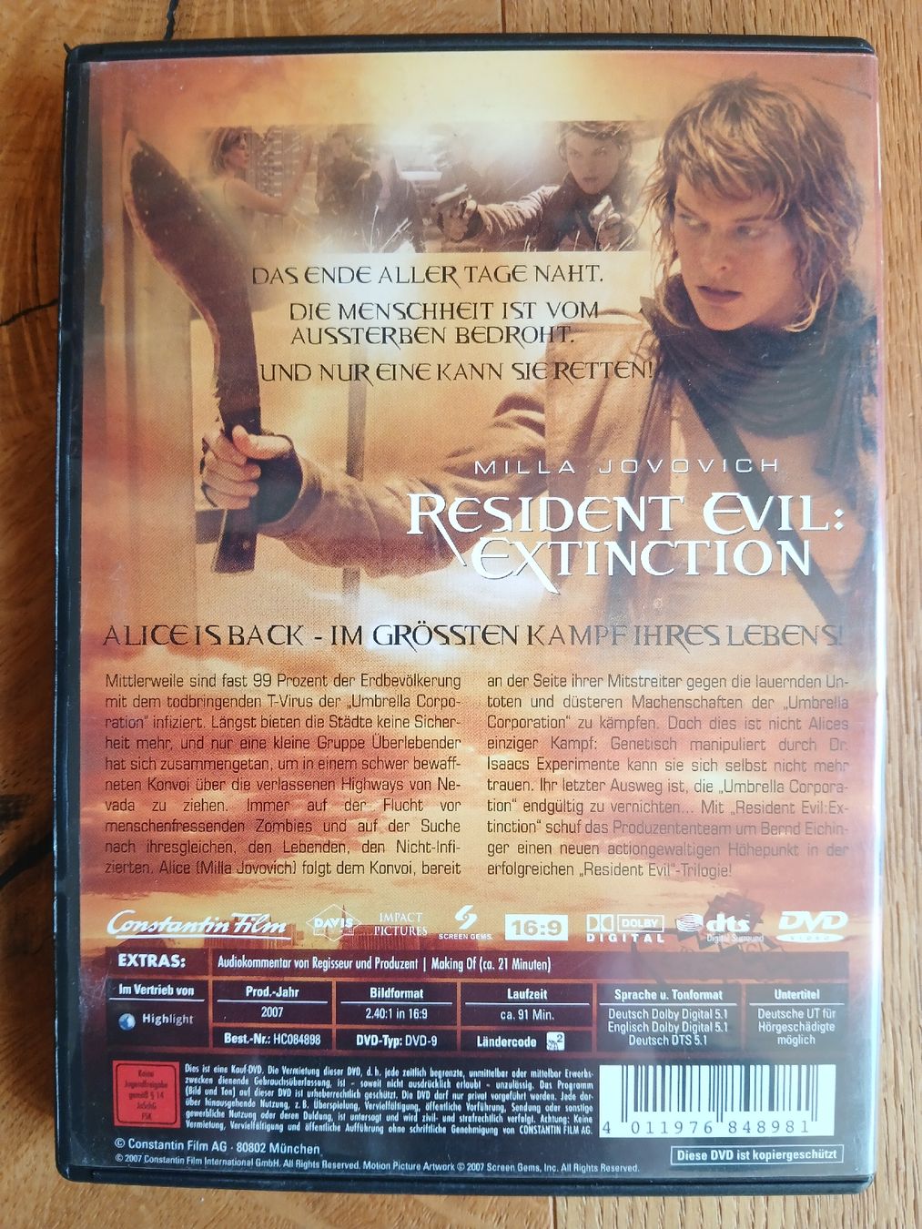 Tutti i DVDs: Resident Evil Extinction DVD - Milla Jovovich – Usato da Langendorf venduto da bine9 1