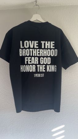 Schwarzes T-Shirt mit Aufdruck Grösse L