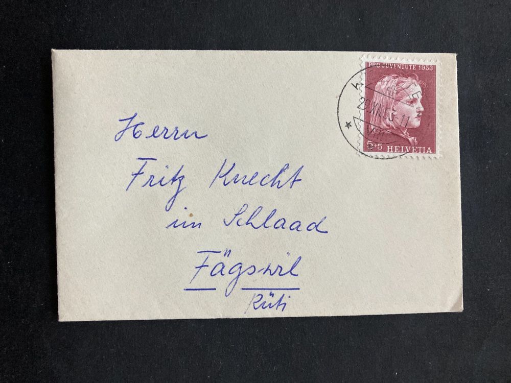 Schweiz 1953 Neujahrsgruss Briefli 5 Rp KEMPTEN MIT INHALT 1