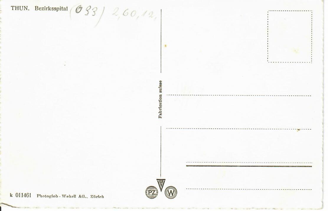Cartoline postali: Thun Bezirksspital – Usato da Hochdorf venduto da Ziegel-16 1