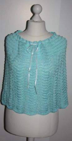 Schultertuch Poncho Cape türkis glänzend NEU Gr. S