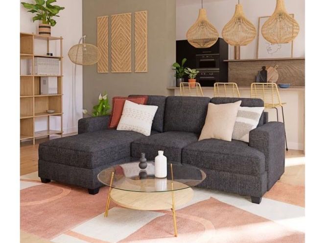 Sofas: Maisons du Monde Ecksofa Philadelphie Stoff 3/4-sitzig grau – Gebraucht aus Basel von romaeasmil