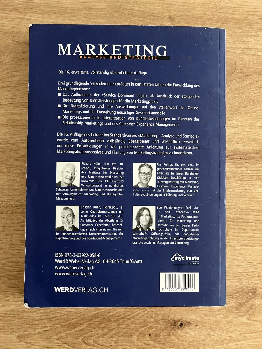 Bücher: Marketing - Analyse und Strategie – Gebraucht aus Ostermundigen von noest01 1