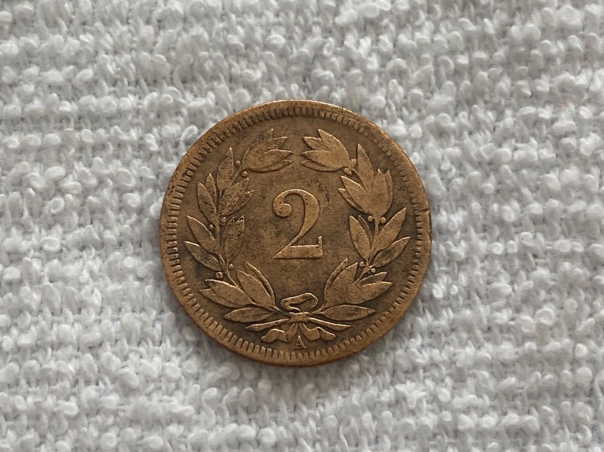 Alle Münzen: 2 centimes/rappen 1851 – Gebraucht aus Nyon von Ilmi09 1