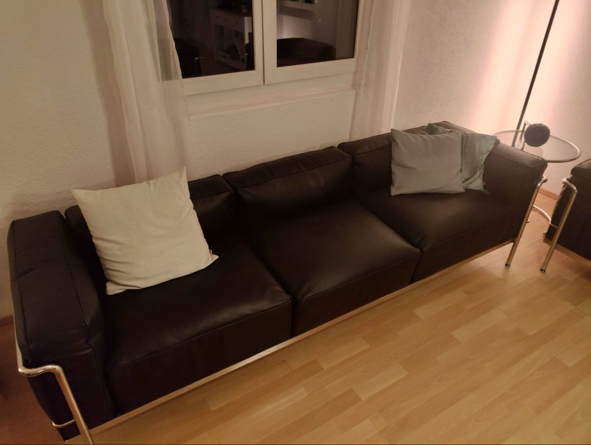 Sofas: Sofa-Kombination aus schwarzem Leder – Neu (gemäss Beschreibung) aus Bettwiesen von wombat90 1