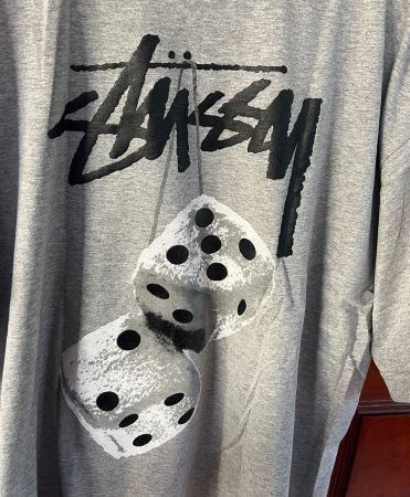 TSHIRT STÜSSI 🦈 GRAU - XXL mit Siebdruck Würfel...NEU