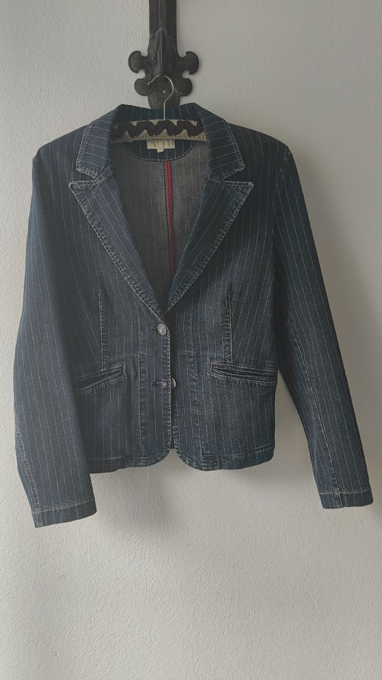Jacken: gestreifter Jeans Damenjacke – Neu (gemäss Beschreibung) aus Basel von Adam-sapfel
