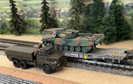 Piko 96686 + Artitec 6870119 SBB Schwerlastwagen + Leo2