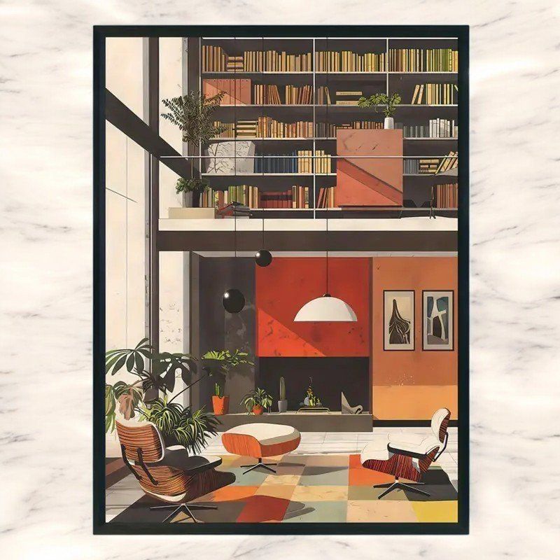 Poster & Bilder: Affiche poster mobilier vintage design pas eames – Neu und originalverpackt aus Meyrin von Nostalgica