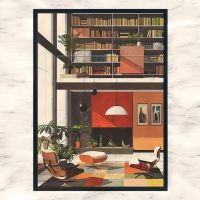 Affiche poster mobilier vintage design pas eames