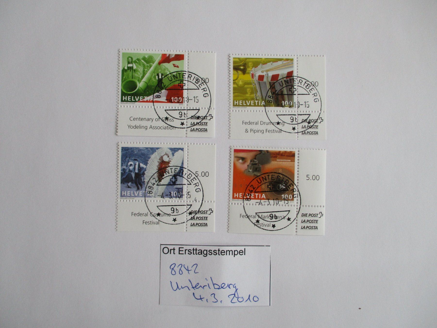 Tutti i francobolli: Voll Ort Ersttagsstempel 8842 Unteriberg – Usato da Langnau b. Reiden venduto da Aktuell88