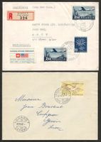 1947/1949 : 2 CH Flugpost Briefe, KP 145.--