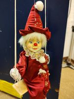 Clown Harlekin Schaukel mit Porzellankopf