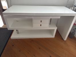 Eckschreibtisch/Sideboard weiss mit Schubladen/Regal