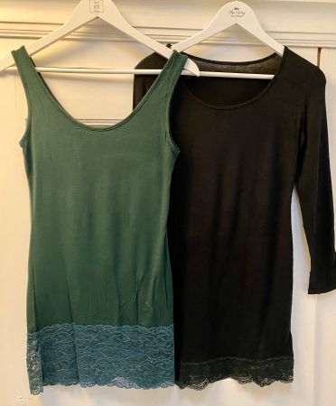Kleider-Set 2-teilig/Spitzenoberteile Gr. M, grün & schwarz